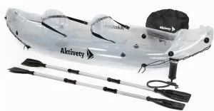 – Inflatable Clear Kayak 2 Person Adult – Transparent Tandem Crystal Kayaks with See Through Bottom – Blow Up Heavy Duty Fishing Canoe Boat for River, Pool – 2 Paddlers Set Included