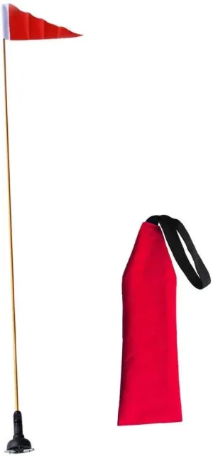 1 Piece Kayak Safety Flag Trailer Flag with Webbing Signal Marker Warning Banner Replacement for Travel SUP Canoes Marine Boat (1pc Red Flag 1pc Flag Pole Mount)