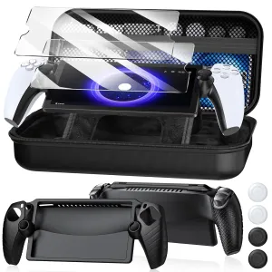 10 in 1 Accessoris Kit Compatible with PS5 Portal, Hard EVA Carry Case for Ps Portal, Soft Silicone Protective Cover, 2 HD Pack Screen Protector, 2 Cleaning Kit with 4 Thumb Grip for PlayStation Portal Remote Player