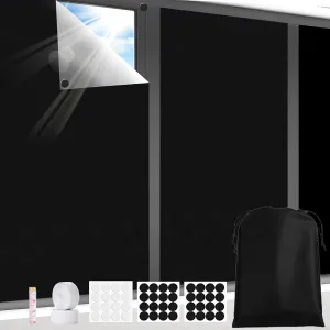100% Blackout Curtains for Bedroom, Portable DIY Window Blinds, Temporary No Drill Window Shades, Blackout Blinds with Stickers and Tabs for Baby Nursery, Travel, Dorm Room (118" x 57")