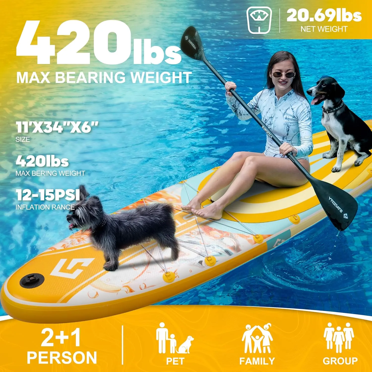 11'6"*34"*6" Stand Up Paddle Board,Inflatable Paddle Boards for Adults w/a Simple and Non Slip Design, Moderate Length and Easy Operation, Suitable for Adults.