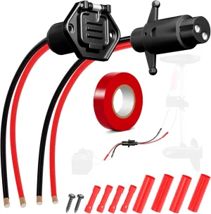 12-24V 8 Gauge 2 Wire Trolling Motor Plug and Receptacle Compatible with Minn Kota Marine Boat Kayak, Male & Female Connector,Trolling Motor Quick Connect Wire Kit