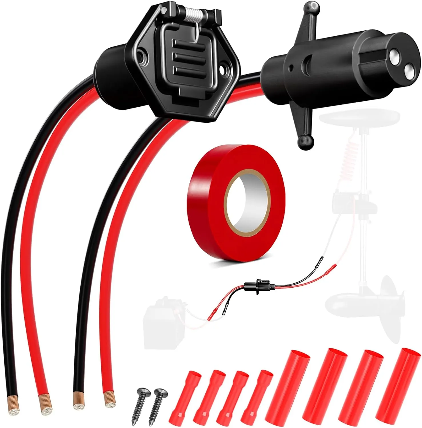 12-24V 8 Gauge 2 Wire Trolling Motor Plug and Receptacle Compatible with Minn Kota Marine Boat Kayak, Male & Female Connector,Trolling Motor Quick Connect Wire Kit