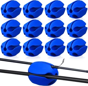 12 Pcs Portable Silicone Fishing Pole Rod Holder Clips Fixed Ball 5 Holes Rubber Fishing Pole Puller Clips Silicone Rod Holder Straps for Travel Ground Car Bike