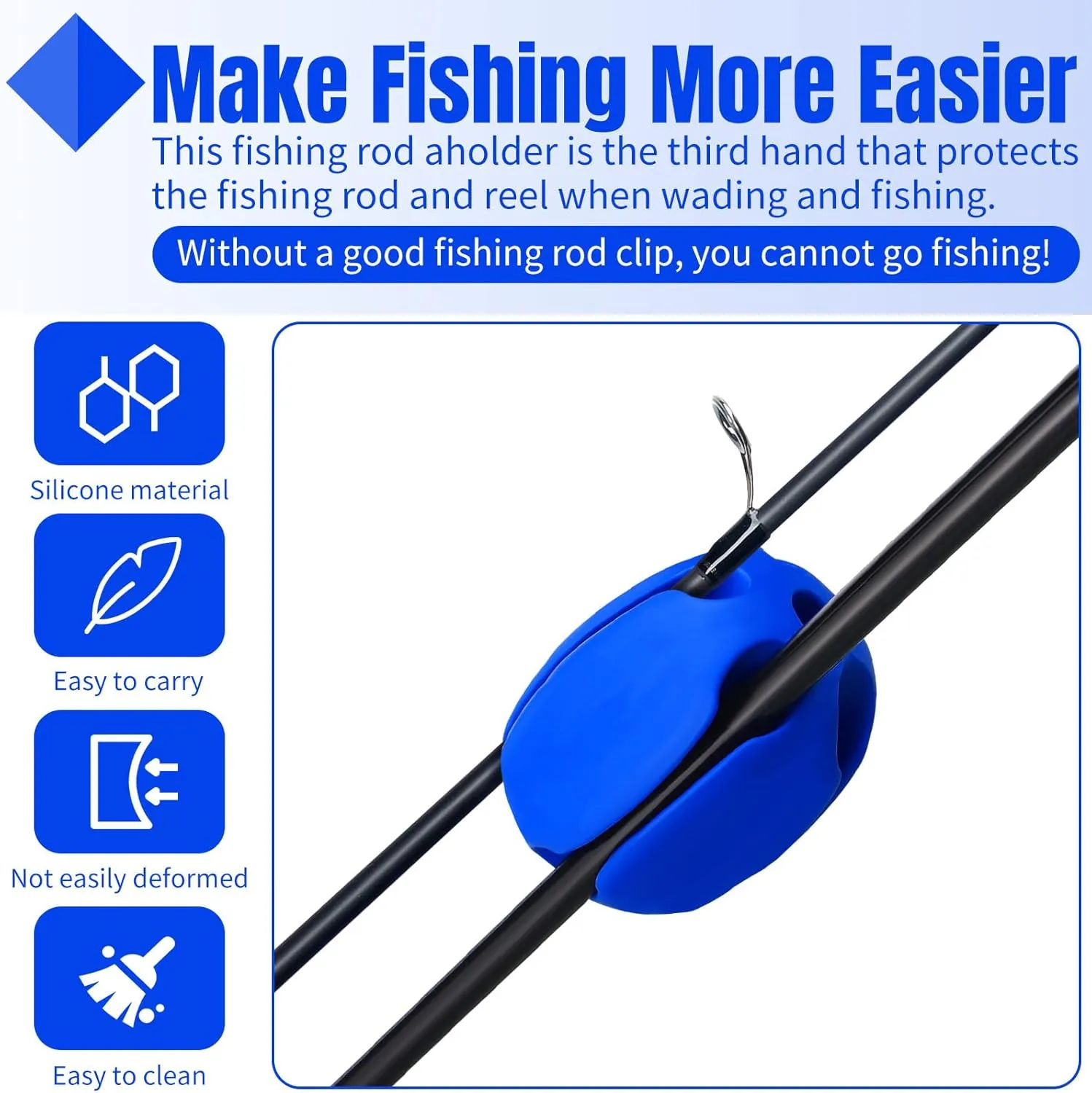 12 Pcs Portable Silicone Fishing Pole Rod Holder Clips Fixed Ball 5 Holes Rubber Fishing Pole Puller Clips Silicone Rod Holder Straps for Travel Ground Car Bike