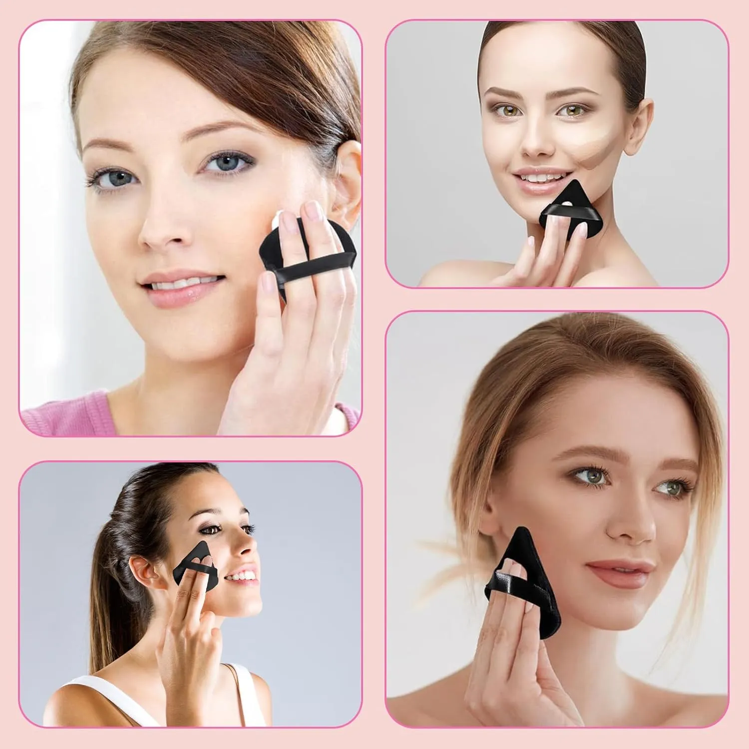 120 Pieces Powder Puff Face Triangle Powder Puff Soft Velour Makeup Puff Velour Puffs for Face Wet and Dry Cosmetic Foundation,Body Powder Blender Loose Mineral Powder Makeup Tool(Black)