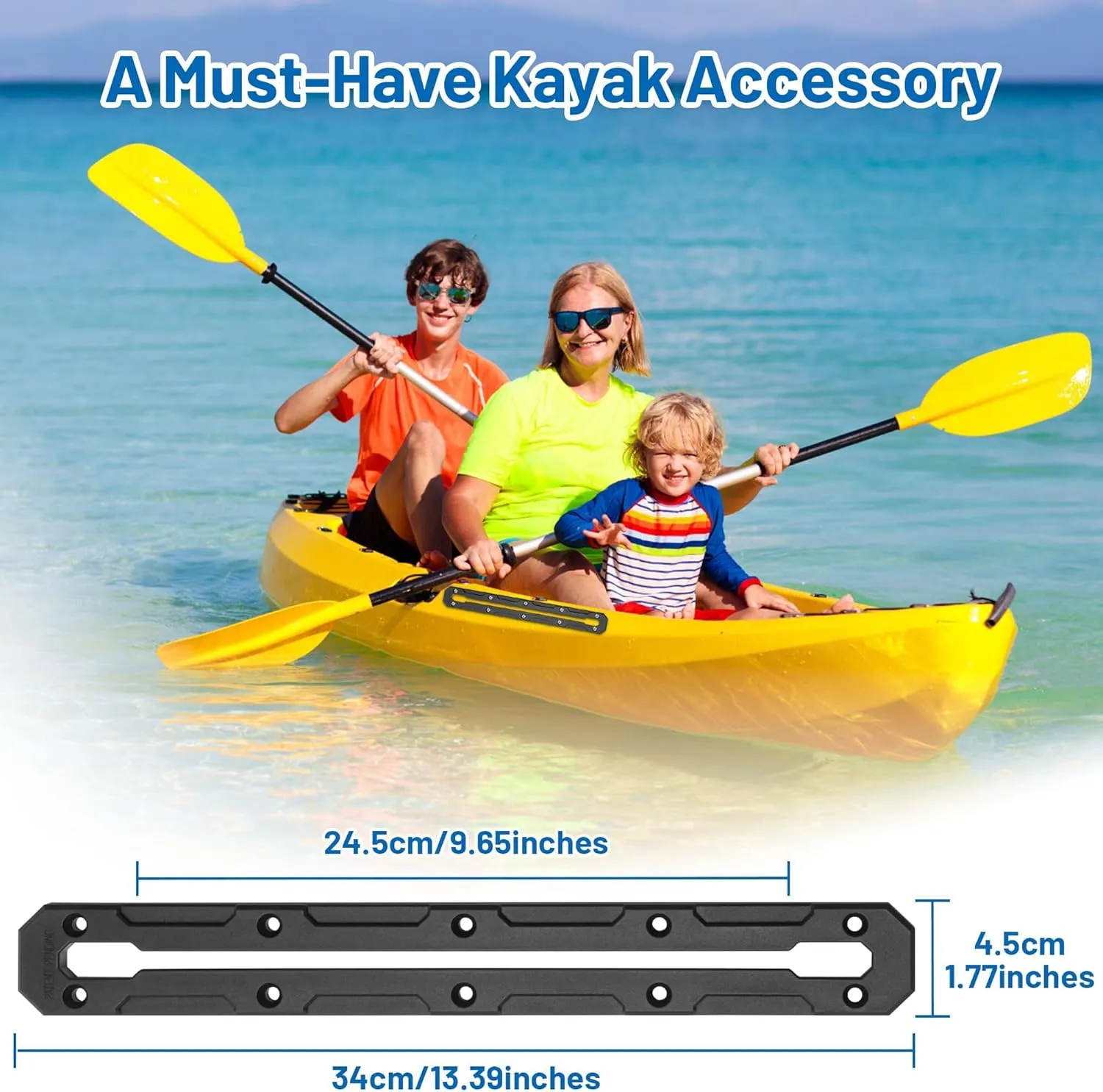 13.3 inch Kayak Track, Kayak Low Profile Track, Kayak Gear Track Mount Accessories for Fishing Rod Holder, Cup Holder, Anchor Cleats, 2 Pack
