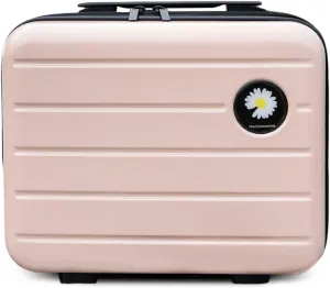 16 inches Large Capacity Hard Shell Cosmetic Case with Zipper and Handle Makeup Travel Case for Women Girl Pink