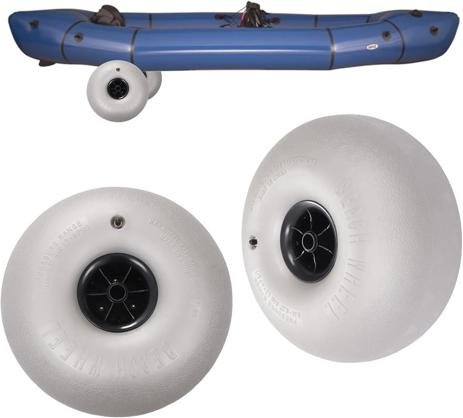 16" Beach Balloon Wheel, 2Pcs Beach Balloon Wheel Replacement Balloon Wheels Big Beach Sand Tires for Kayak Dolly Canoe Carts Buggy 176 Load