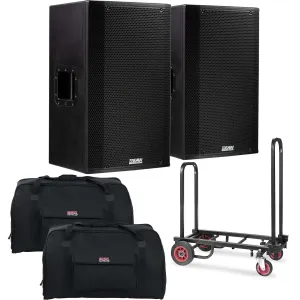 (2) EAW LA151 – 15″ 1500W 2-Way Active Speaker, Cart, (2) Gator Tote15 Bundle
