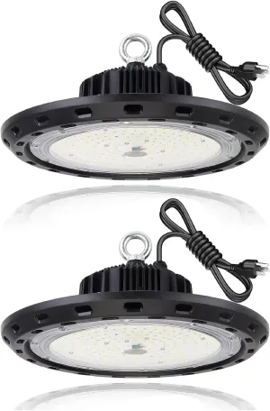 2-Pack 200W LED High Bay Lights 30000LM,Equivalent to 850W MH/HPS,5000K Daylight UFO High Bay Lighting for Shop Workshop Warehouse Factory,AC100-277V
