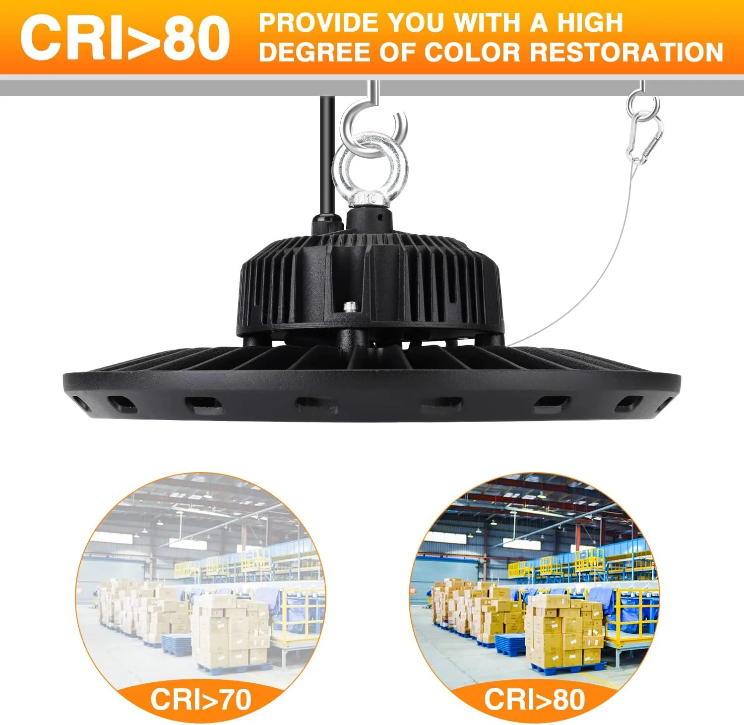 2-Pack 200W LED High Bay Lights 30000LM,Equivalent to 850W MH/HPS,5000K Daylight UFO High Bay Lighting for Shop Workshop Warehouse Factory,AC100-277V