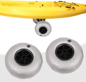 2-Pack 9-Inches Beach Balloon Wheels, Replacement Balloon Sand Tires TPU Cart Tires Beach Cart Canoe Cart and Buggy Wheels for Kayak Dolly,Canoe Cart and Buggy