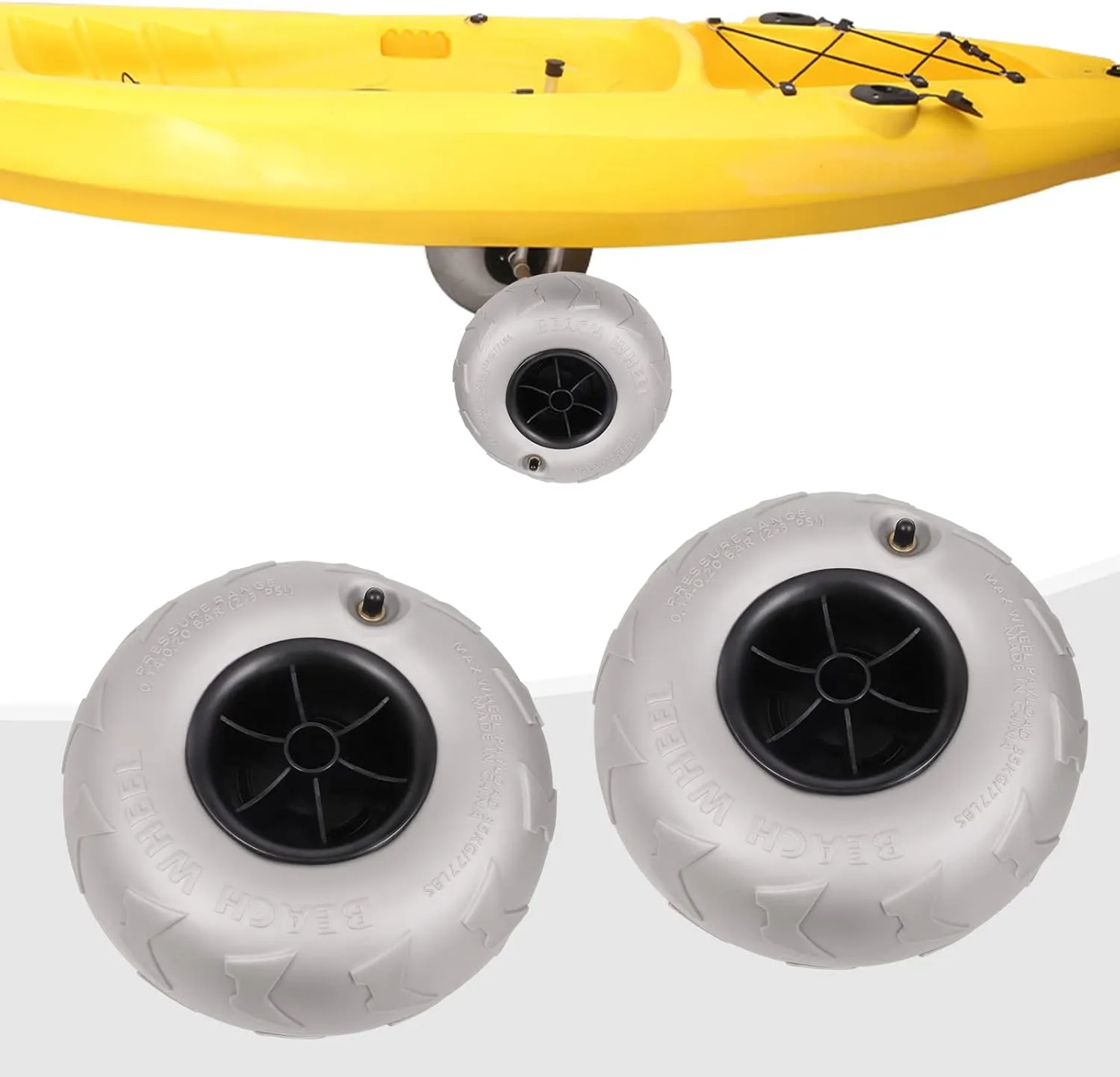 2-Pack 9-Inches Beach Balloon Wheels, Replacement Balloon Sand Tires TPU Cart Tires Beach Cart Canoe Cart and Buggy Wheels for Kayak Dolly,Canoe Cart and Buggy