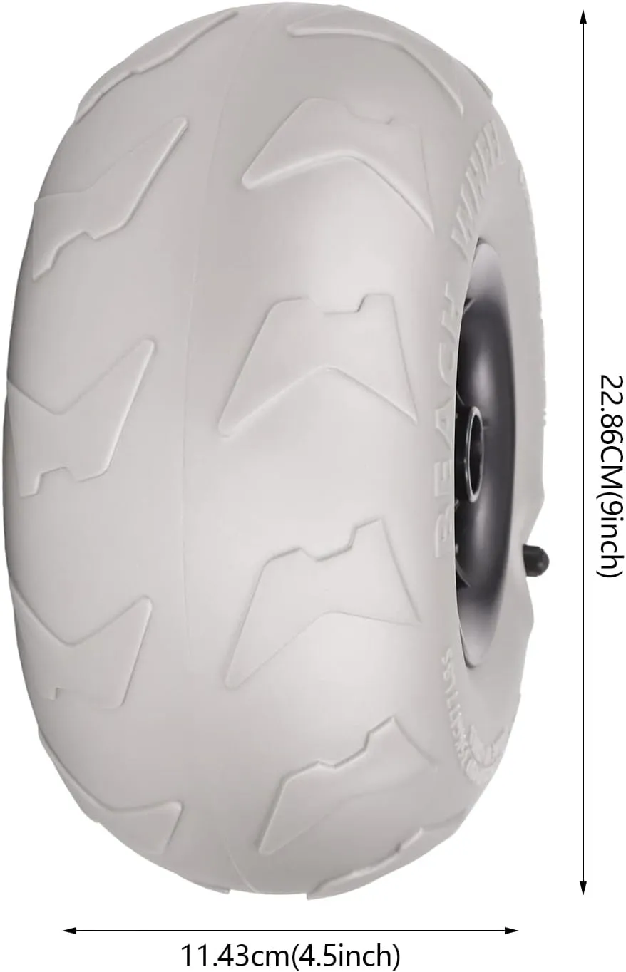 2 Pack Beach Balloon Wheels, Portable Replacement Sand Tires, Large Diameter Wide Tread Cart Tires for Slow-speed Kayak Dolly, Canoe Cart and Buggy (9" 88LBS Capacity)