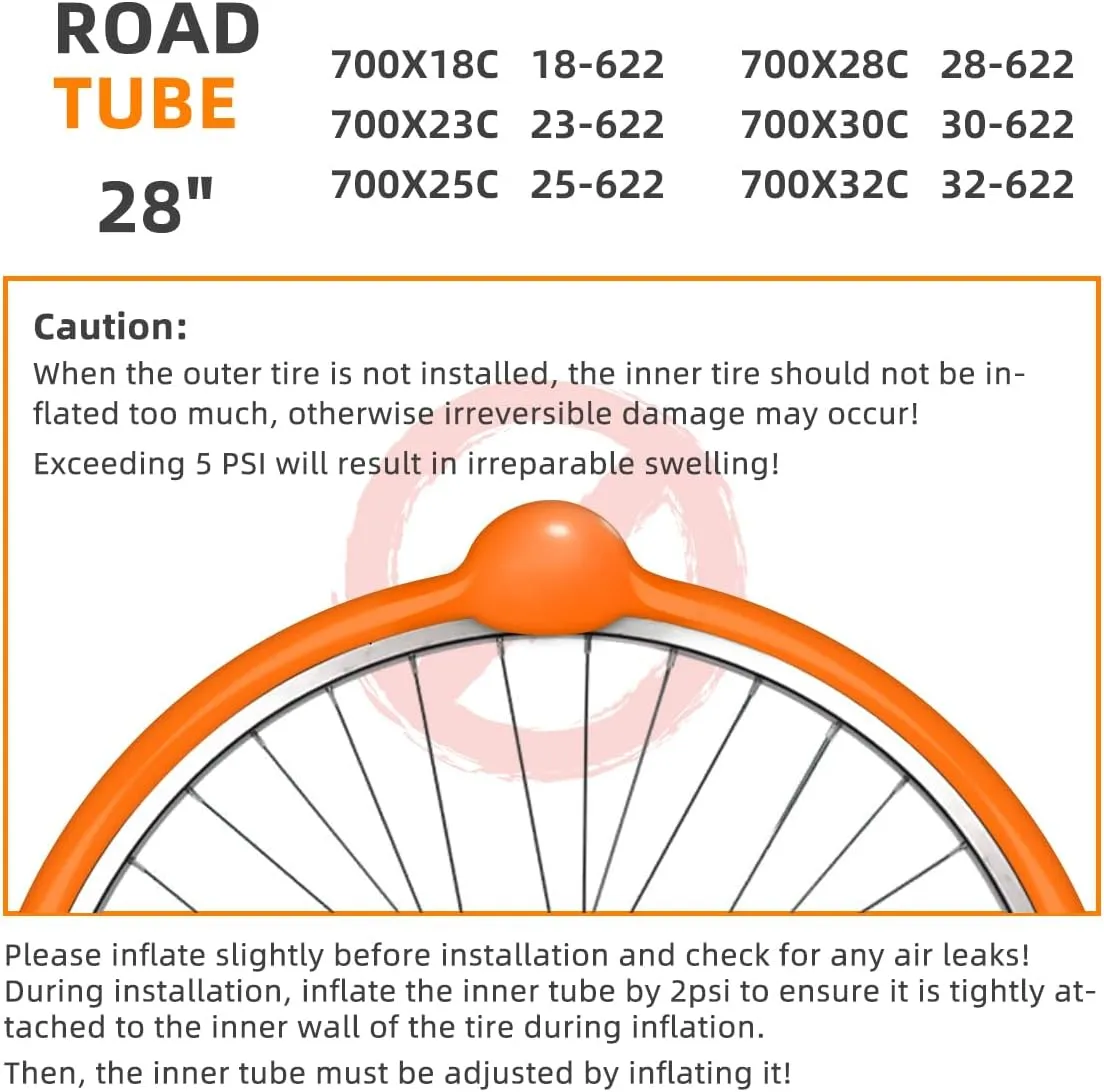 2-Pack CYCLAMI 700C x 18-32C / 32-47C (ALLRoad & Gravel) / MTB27.5/29 inch x 1.9-2.5 TPU Inner Tubes with 45mm/65mm/85mm Presta Valves Lightweight (Include Bike Tube Patch Repair Kit)