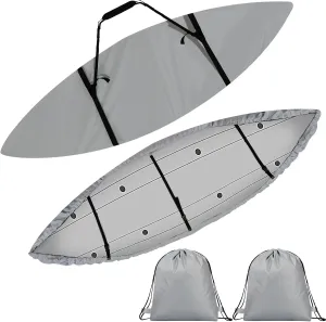 2 Pack Kayak Cover 420d Oxford Fabric Canoe Cover Heavy Duty Waterproof Protective Boat Cover for Indoor Outdoor Storage, Fits 10-11.5 ft Kayaks