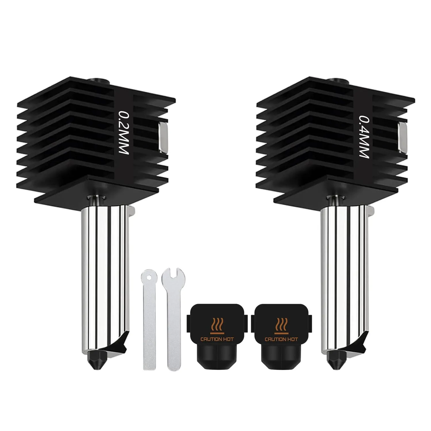 2 Packs 3D Printer A1 Hotend Kits with 0.4mm and 0.2 Hardened Steel Nozzle- A1 Mini Extruder Hot End Printhead Replacement for Bambu Lab A1 Mini/A1, Heatbreak, Heatsink and Heat Block