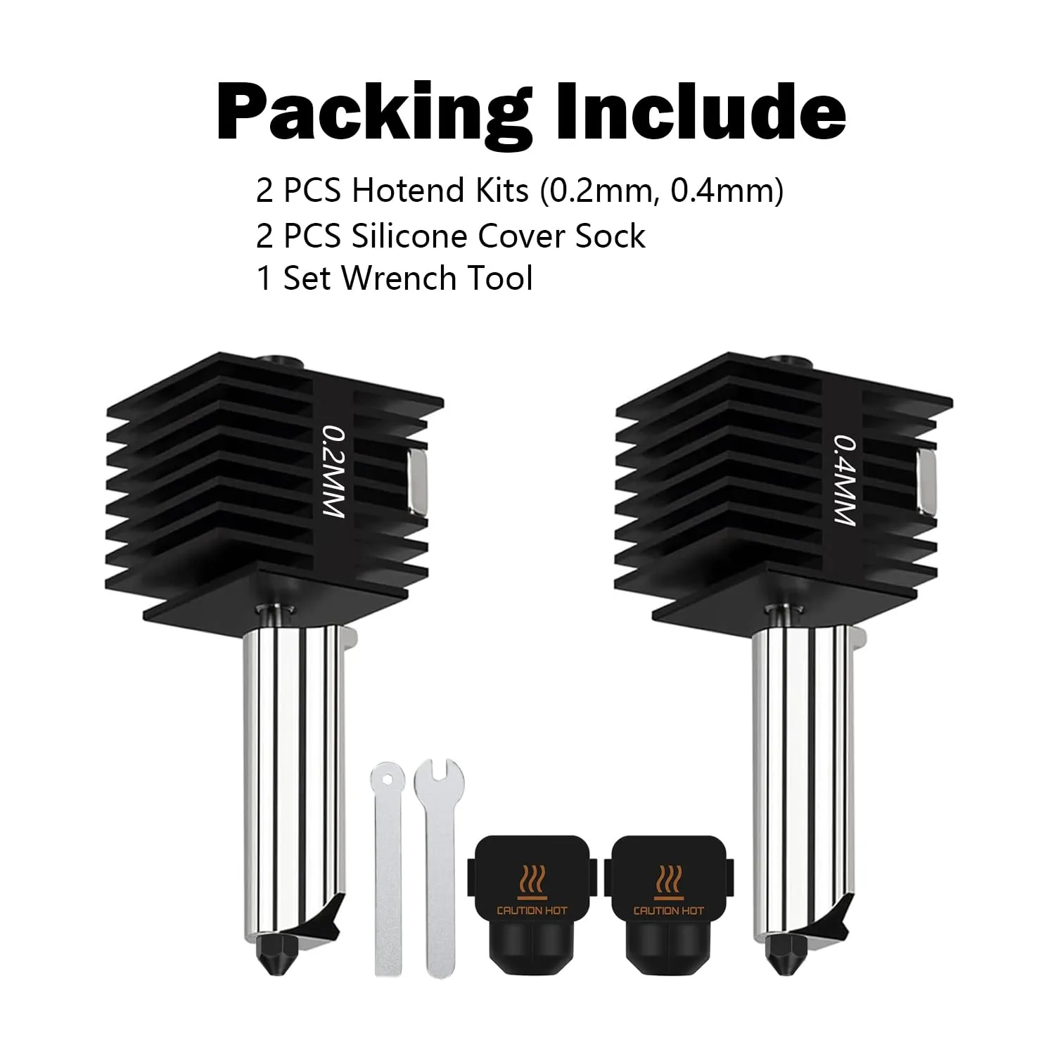 2 Packs 3D Printer A1 Hotend Kits with 0.4mm and 0.2 Hardened Steel Nozzle- A1 Mini Extruder Hot End Printhead Replacement for Bambu Lab A1 Mini/A1, Heatbreak, Heatsink and Heat Block