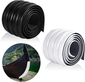 2 Pcs 59 x 4 Inch Keel Guard for Fiberglass Boat, Aluminum Boats and Inflatable Boats Prevent Damage Self Installation Kayak Accessories for Fiberless Inflatable, White, Black