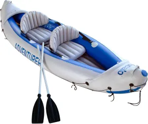 2 Person Inflatable Kayak for Adult,10Ft Touring Kayak with Air Pump,Aluminum Oars,Inflatable Seats
