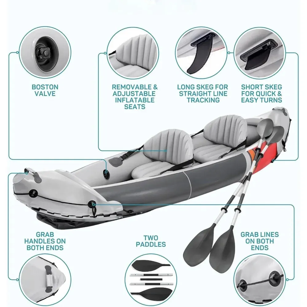 2 Person Inflatable Kayak with Dual Skeg & Accessory Kit