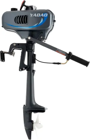 2-Stroke 3.5HP Outboard Motor, Short Shaft Fishing Inflatable Fishing Boat Kayak Universal Outboard Boat Engine w/Half Water-cooling Half Air-cooling CDI System for Rubber Boat, Inflatable Boats