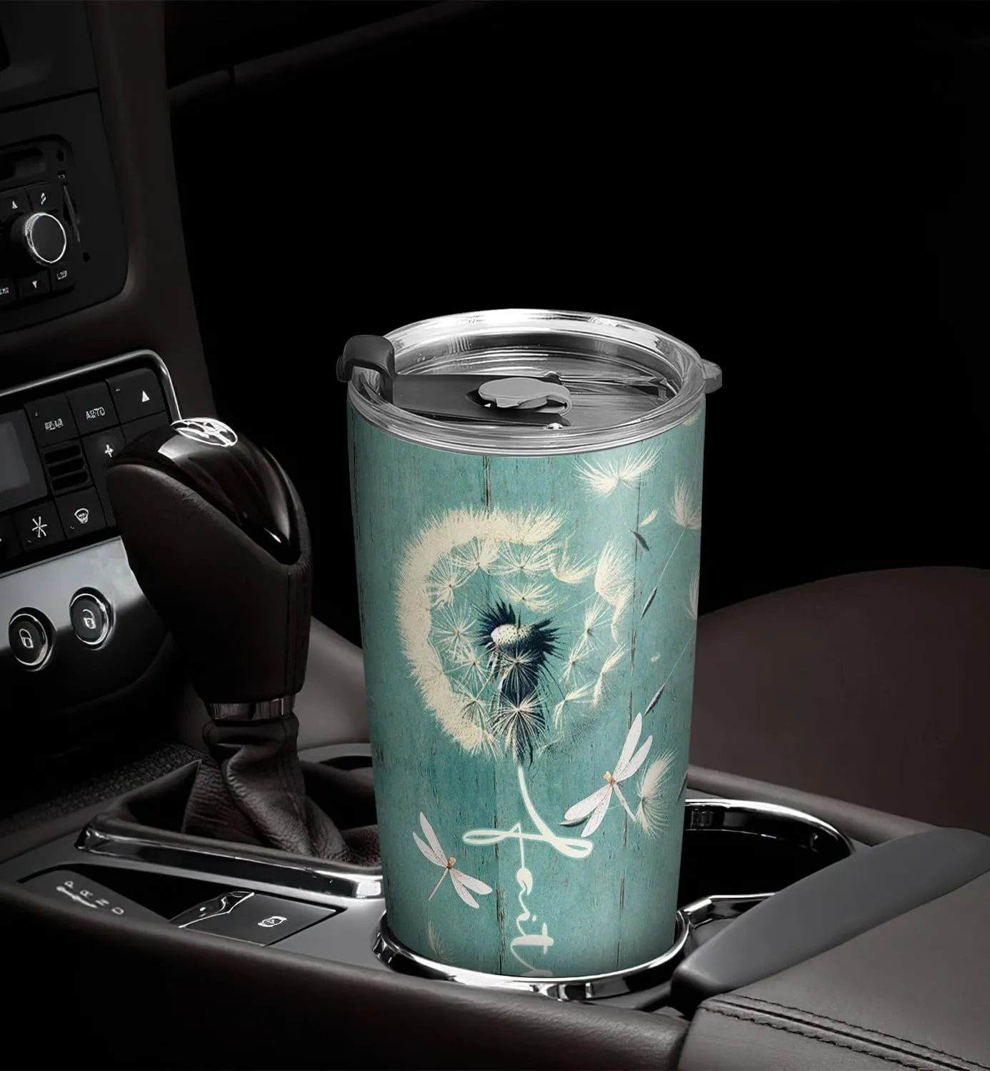 20oz Dandelion Dragonfly Faith Tumbler, Way Maker Miracle Worker Promise Keeper, Religious, Christian Gifts for Women, Stainless Steel Double Wall Vacuum Insulated Coffee Mug, Travel Cup with Lid