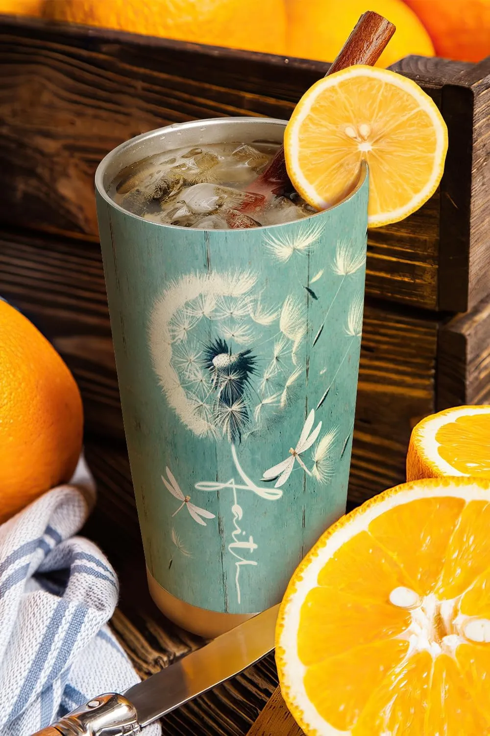 20oz Dandelion Dragonfly Faith Tumbler, Way Maker Miracle Worker Promise Keeper, Religious, Christian Gifts for Women, Stainless Steel Double Wall Vacuum Insulated Coffee Mug, Travel Cup with Lid