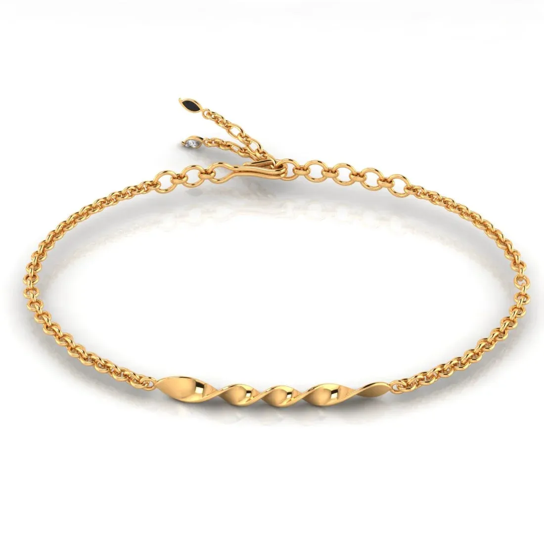 22K (916) Gold Bracelet Twisted Rope Design With Interlinking Chains