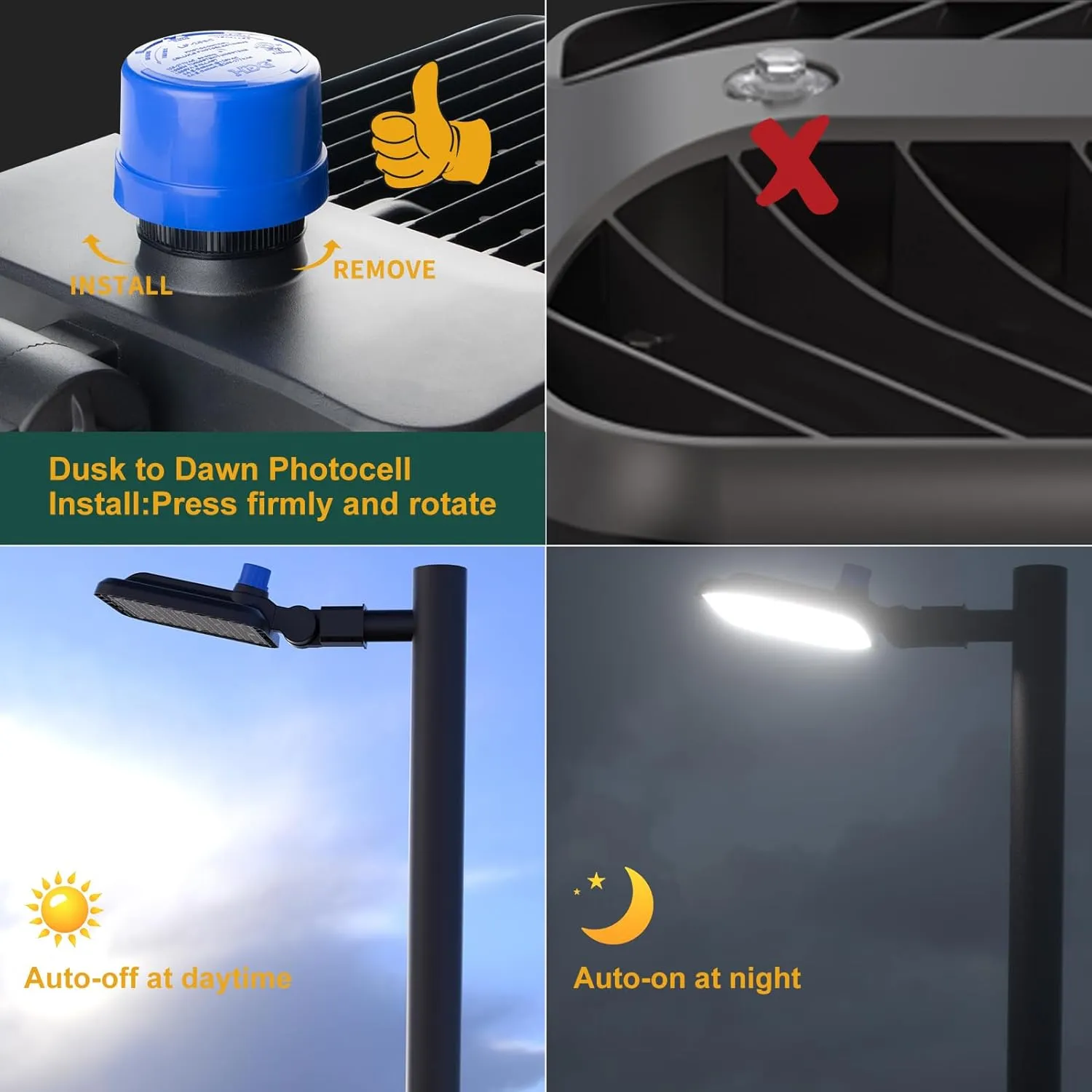 240W LED Parking Lot Area Lights 36000Lm(150LM/W) 5000K Adjustable Slip Fit Mount Parking Lot Light Smart Photocell IP65 Waterproof LED Pole Light(6KV SPD)-ETL Listed 7Yrs Warranty-2Pack