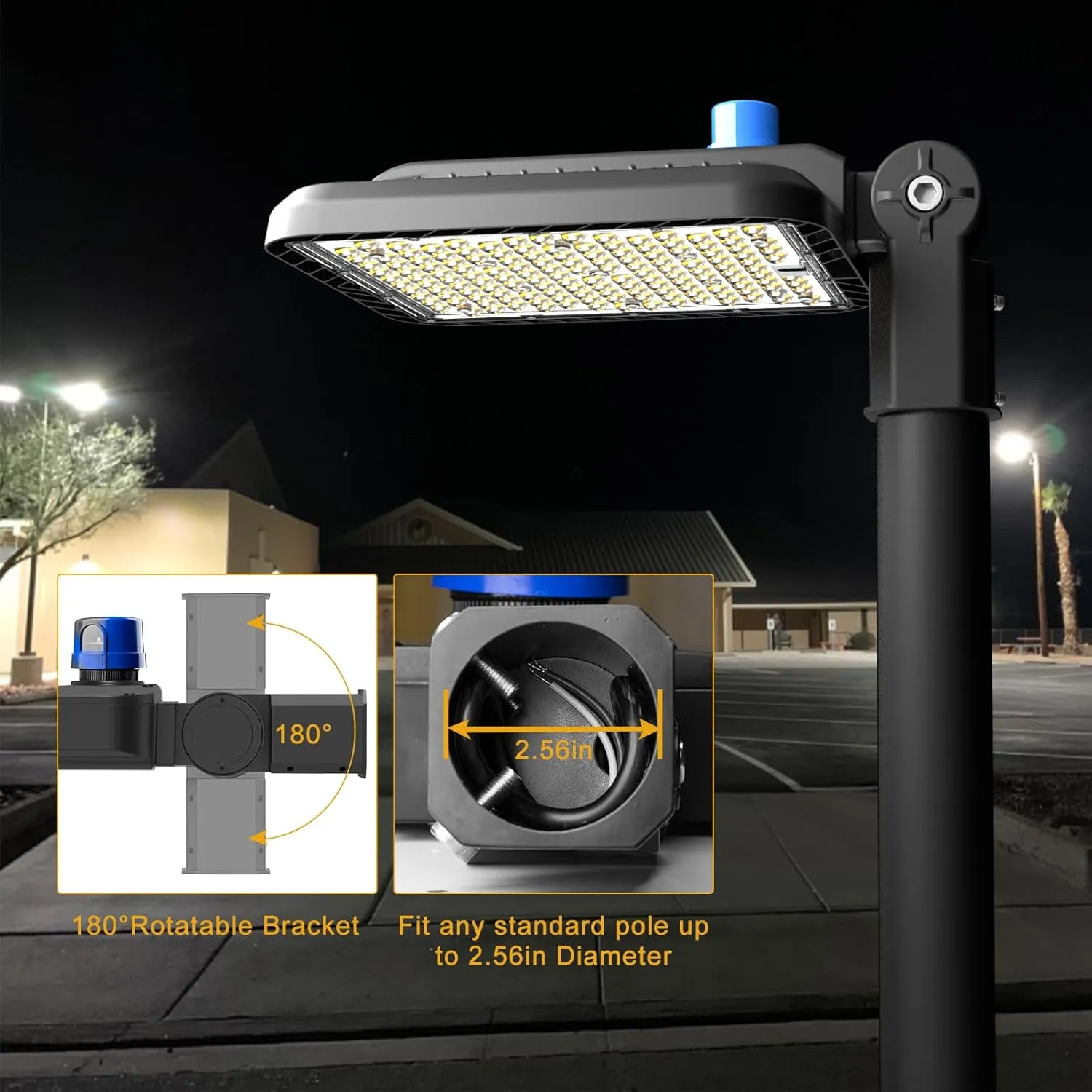 240W LED Parking Lot Area Lights 36000Lm(150LM/W) 5000K Adjustable Slip Fit Mount Parking Lot Light Smart Photocell IP65 Waterproof LED Pole Light(6KV SPD)-ETL Listed 7Yrs Warranty-2Pack