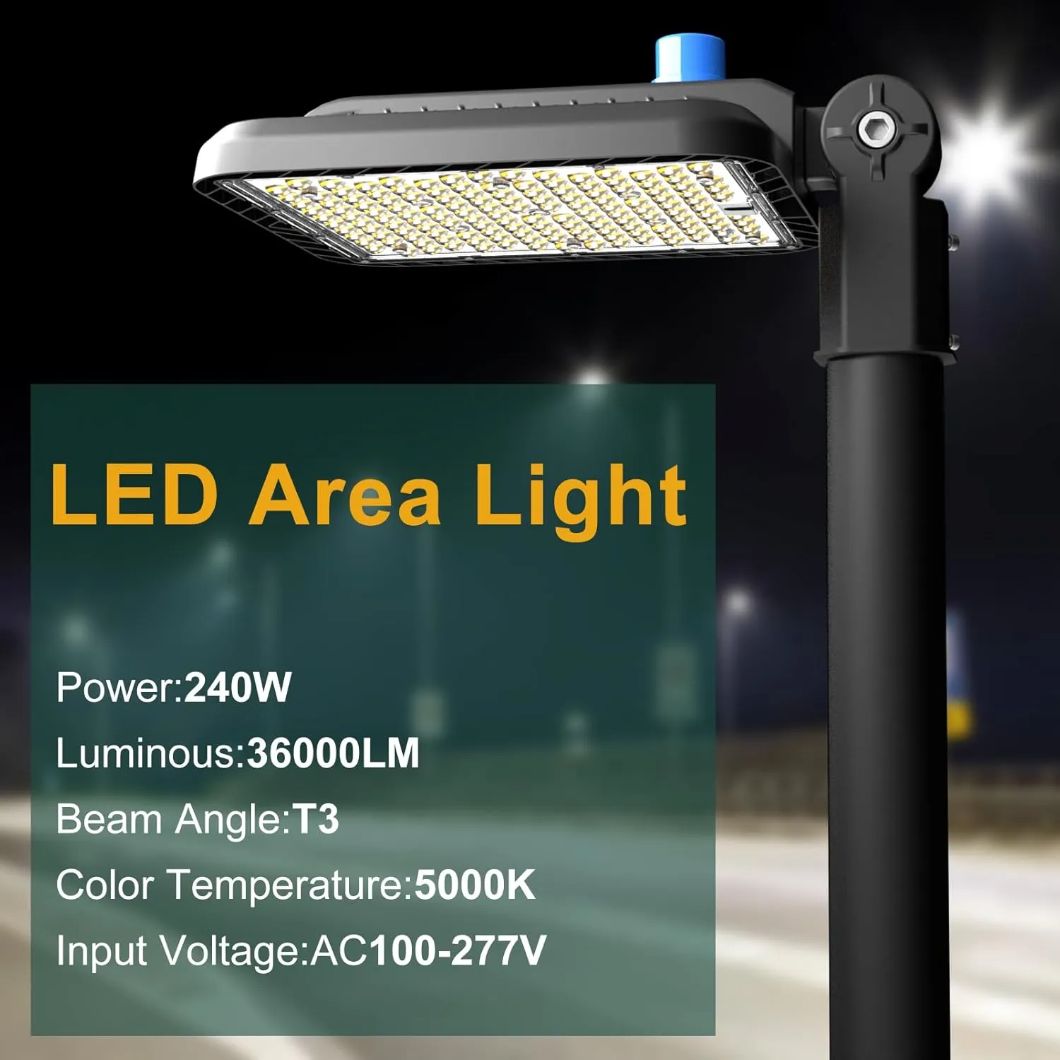 240W LED Parking Lot Area Lights 36000Lm(150LM/W) 5000K Adjustable Slip Fit Mount Parking Lot Light Smart Photocell IP65 Waterproof LED Pole Light(6KV SPD)-ETL Listed 7Yrs Warranty-2Pack