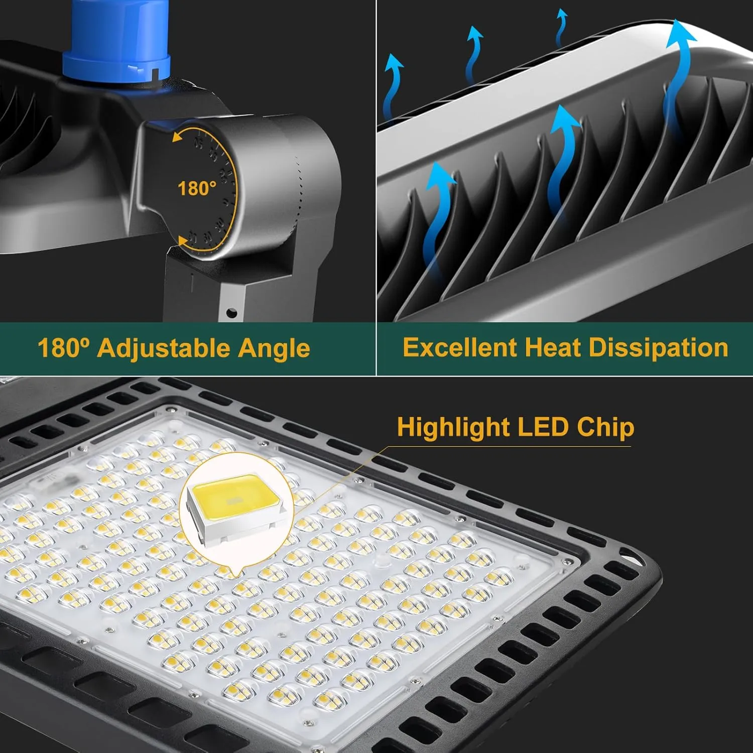 240W LED Parking Lot Area Lights 36000Lm(150LM/W) 5000K Adjustable Slip Fit Mount Parking Lot Light Smart Photocell IP65 Waterproof LED Pole Light(6KV SPD)-ETL Listed 7Yrs Warranty-2Pack