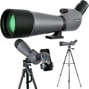 25-75x80 Spotting Scope for Target Shooting with Upgraded Tripod Carrying Bag and Phone Adapter Spotter Scope for Bird Watching, Wildlife Viewing Grey