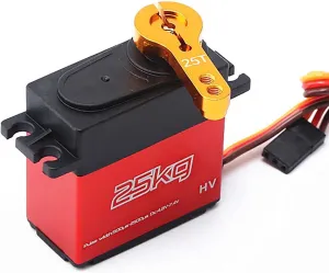 25KG Digital Servo with 25T Servo Arm IP66 Waterproof Copper Gear High Torque 180 Operating Angle for 1/12 1/10 RC Car Boat Airplane Helicopter Robot