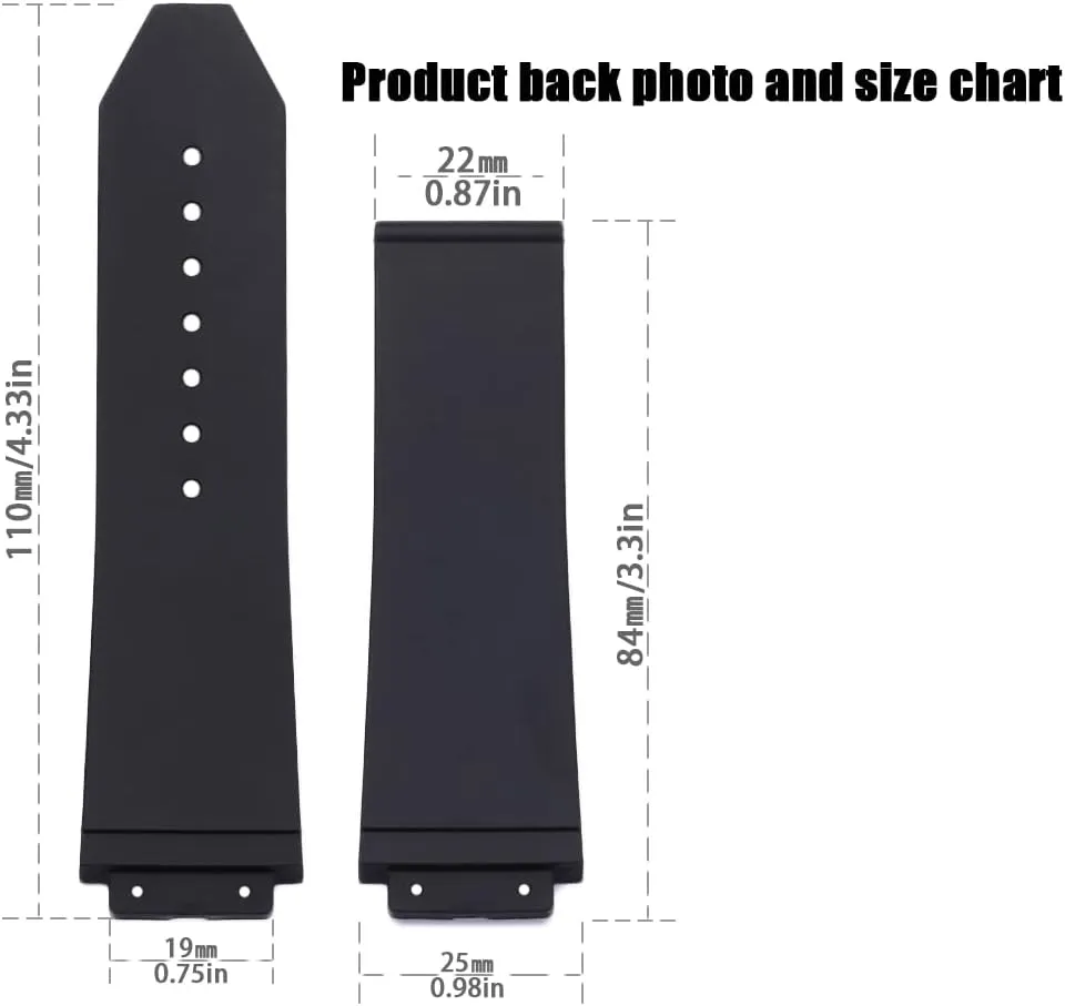 25mm Big Bang Rubber Strap Compatible with Hublot Big Bang Watch Strap Sports Waterproof Replacement Bracelet