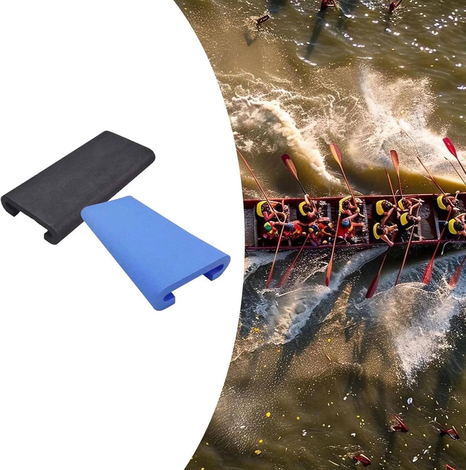 2Pcs EVA Dragon Boat Seat Pad Paddling Cushion Water Sports Nonslip Kayak Seat Mat for Outdoor Kayaking Raft Canoeing Boating, Black Blue