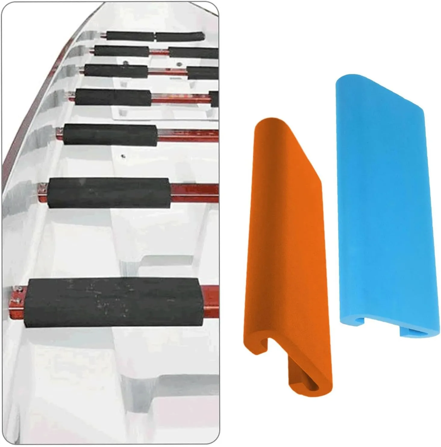 2x Dragon Boat Cushions Fishing Seat Pads Shockproof EVA Lightweight Padded Kayak Paddle Seats for Rowing Machine Kayak, Blue and Orange