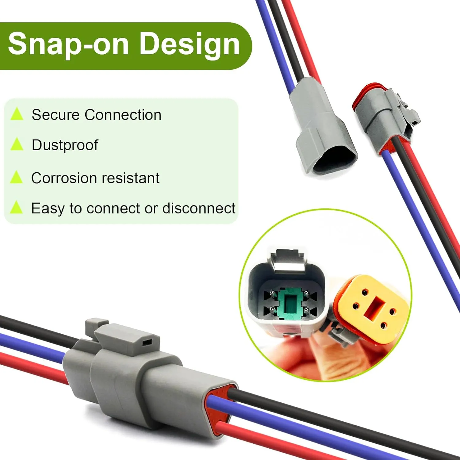 3 Pin Deutsch Connector Kit 5 Sets, Gray DT Connector Kit, 3 Pin Automotive Waterproof Wire Connectors, Electrical Connectors Kit with 16# Stamped Contacts for Car, RV, Truck Wiring 22-16AWG