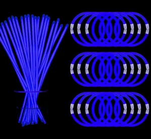 300 PCS Blue Glow Sticks Bulk Glow in the Dark Bracelets and Necklaces 8" Glowsticks with Connectors Light Up Neon Party Favors for New Year Valentine's Day July 4th Wedding Gender Reveal
