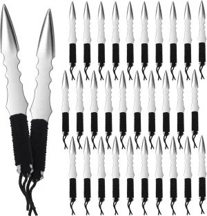 32 Pieces Kunai Throwing Spikes 5.3" Throwing Set Stainless Steel with Black Cord Wrapped Handles and Chinese Inscription Sport Kit Bulk for Adults Collections,Practices