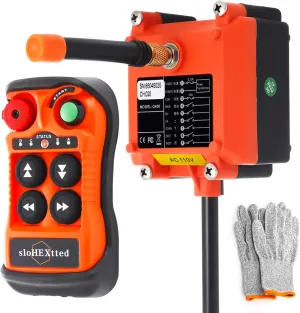4 Button Wireless Crane Remote Control Kit 12-24V Radio Transmitter and Receiver for Electric Chain Hoist Lift Winch Overhead Crane Remote Controller