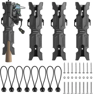4 Pcs Mecha Boats Fishing Rod Holders,Wall Mounted Fishing Rod Holder Bracket Tube for Kayak with Screws,Ball Bungee Cords,Fishing Rod Storage Tubes for Boats,Cooler,Kayak,Crate,Garage,Trailer,Truck