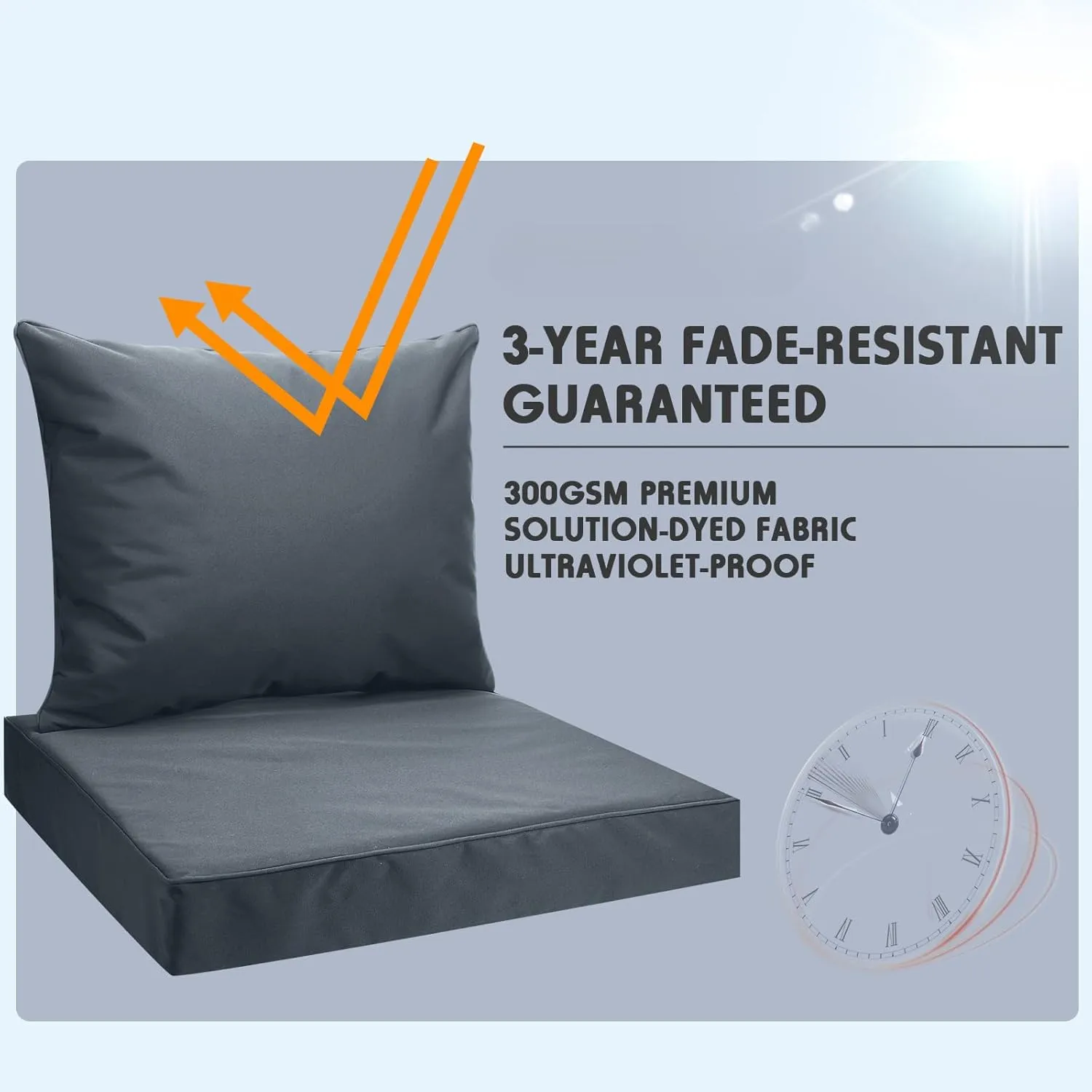 4 Set Patio Cushion Covers Replacement Water UV Resistant Outdoor Cushion Slipcovers with Zipper Chair Seat Cushion Covers for Outdoor Furniture (Dark Gray,24 x 20 Inch, 24 x 24 x 4 Inch)