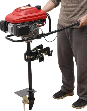 4-Stroke Outboard Motor, 200CC 3.5kW Gas Powered Fishing Boat Engine 7.5HP Air Cooling Cordless Outboard Motor with CDI Ignition System for Inflatable, Kayak, Dinghy, Canoe Small Boat