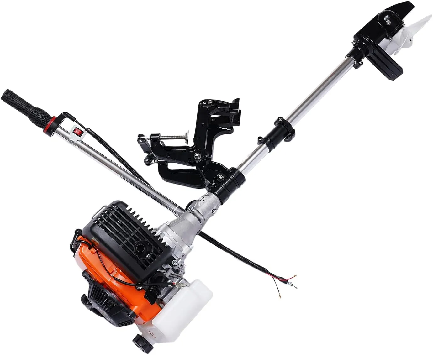 4-Stroke Outboard Motor, 53.2CC 1.6KW 4HP Heavy Marine Boat Motor Marine Propeller Air Cooling System and Manual Pull Start for Inflatable Boat, Kayak, Canoe, Sailboat Water Sport Tools