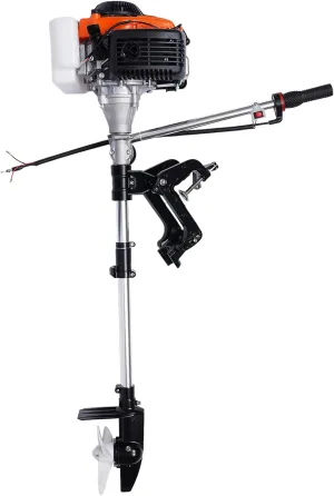 4-Stroke Outboard Motor, 53.2CC 1.6KW 4HP Heavy Marine Boat Motor Marine Propeller Air Cooling System and Manual Pull Start for Inflatable Boat, Kayak, Canoe, Sailboat Water Sport Tools