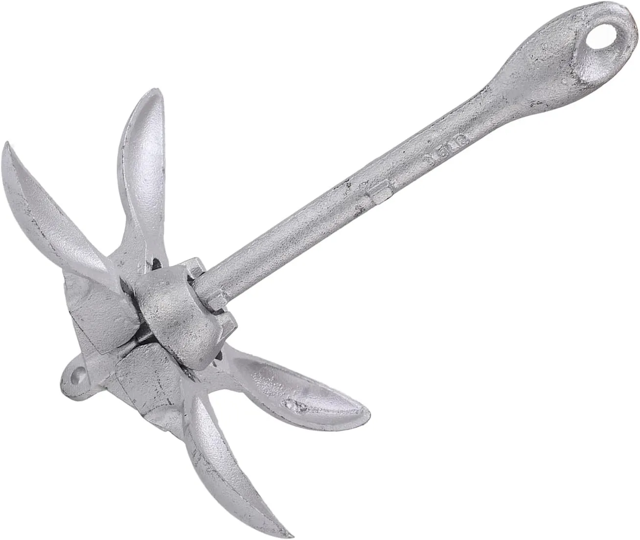 4 Tine Folding Grapnel Anchor, Umbrella Docking Boat Deck Hardware, Lightweight and Compact for Kayak, Yacht, and Other Small Boats, Zinc Coated, Lockable