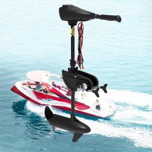 40 LBS Thrust Trolling Motor, 12V Transom Mounted Saltwater Electric Outboard Motor 8 Speed w/LED Battery Indicator and Telescoping Handle for Kayak, Inflatable Fishing Boats